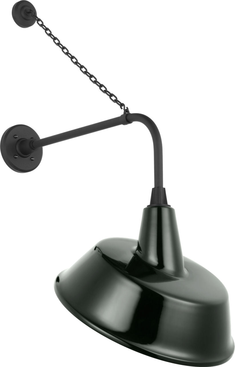 Academy 20" Anchored Rex Barn Light | Matte Black | 16 | 16" Green Tilted Bowers Shade