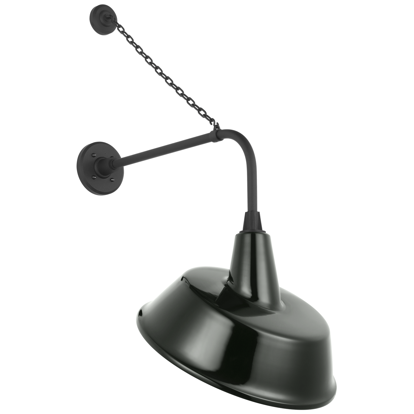 Academy 20" Anchored Rex Barn Light | Matte Black | 16 | 16" Green Tilted Bowers Shade
