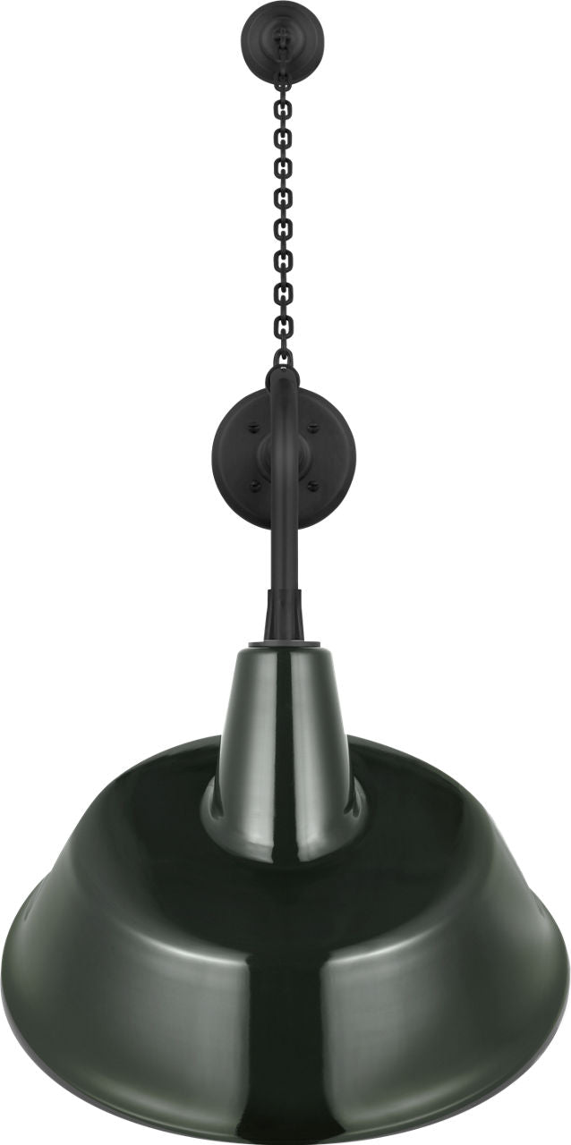 Academy 20" Anchored Rex Barn Light | Matte Black | 16 | 16" Green Tilted Bowers Shade