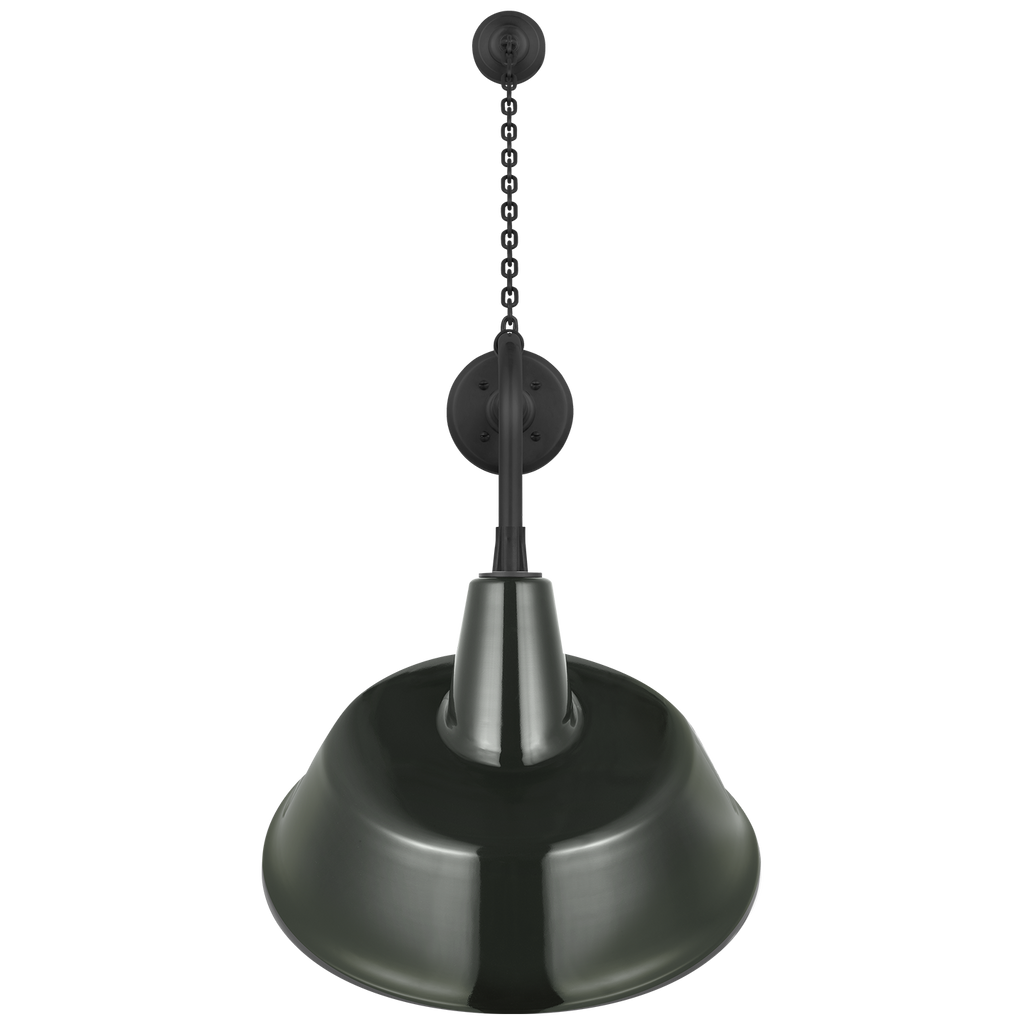 Academy 20" Anchored Rex Barn Light | Matte Black | 16 | 16" Green Tilted Bowers Shade