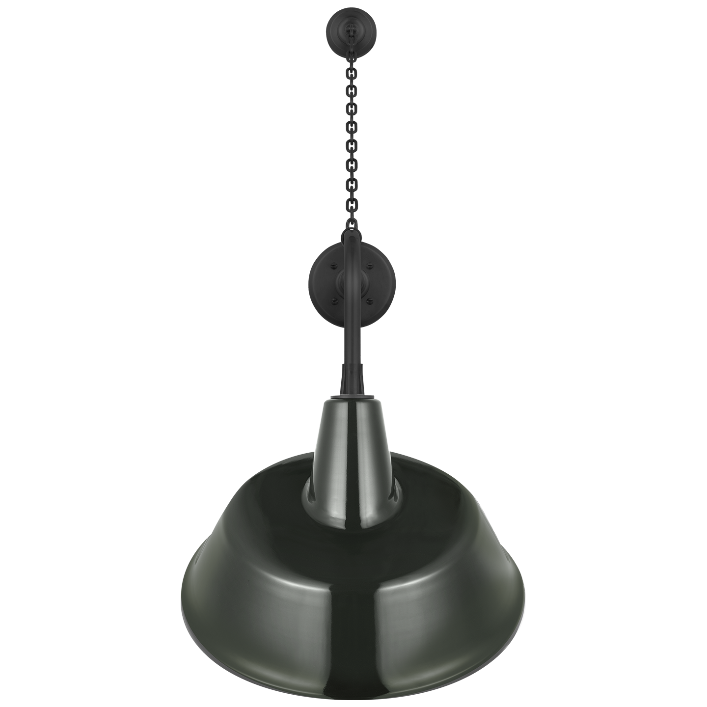 Academy 20" Anchored Rex Barn Light | Matte Black | 16 | 16" Green Tilted Bowers Shade