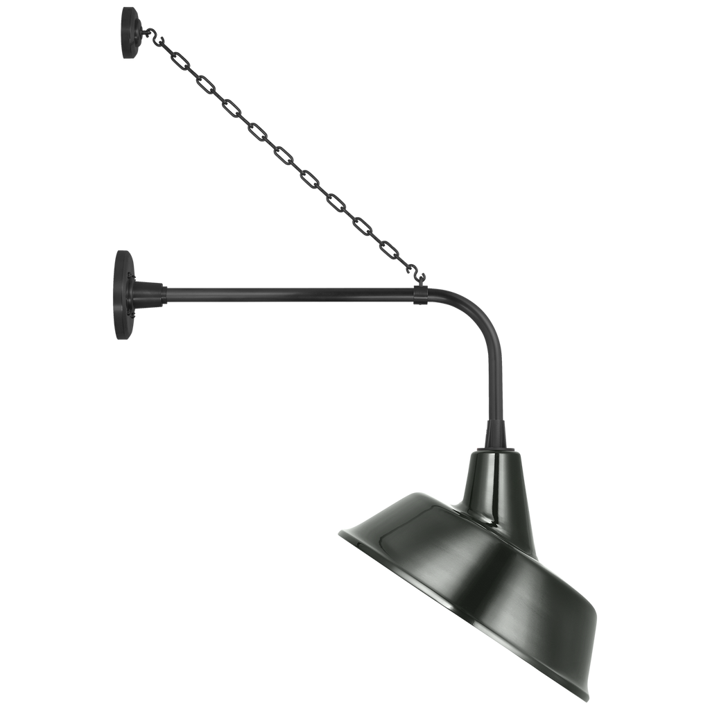Academy 20" Anchored Rex Barn Light | Matte Black | 16 | 16" Green Tilted Bowers Shade