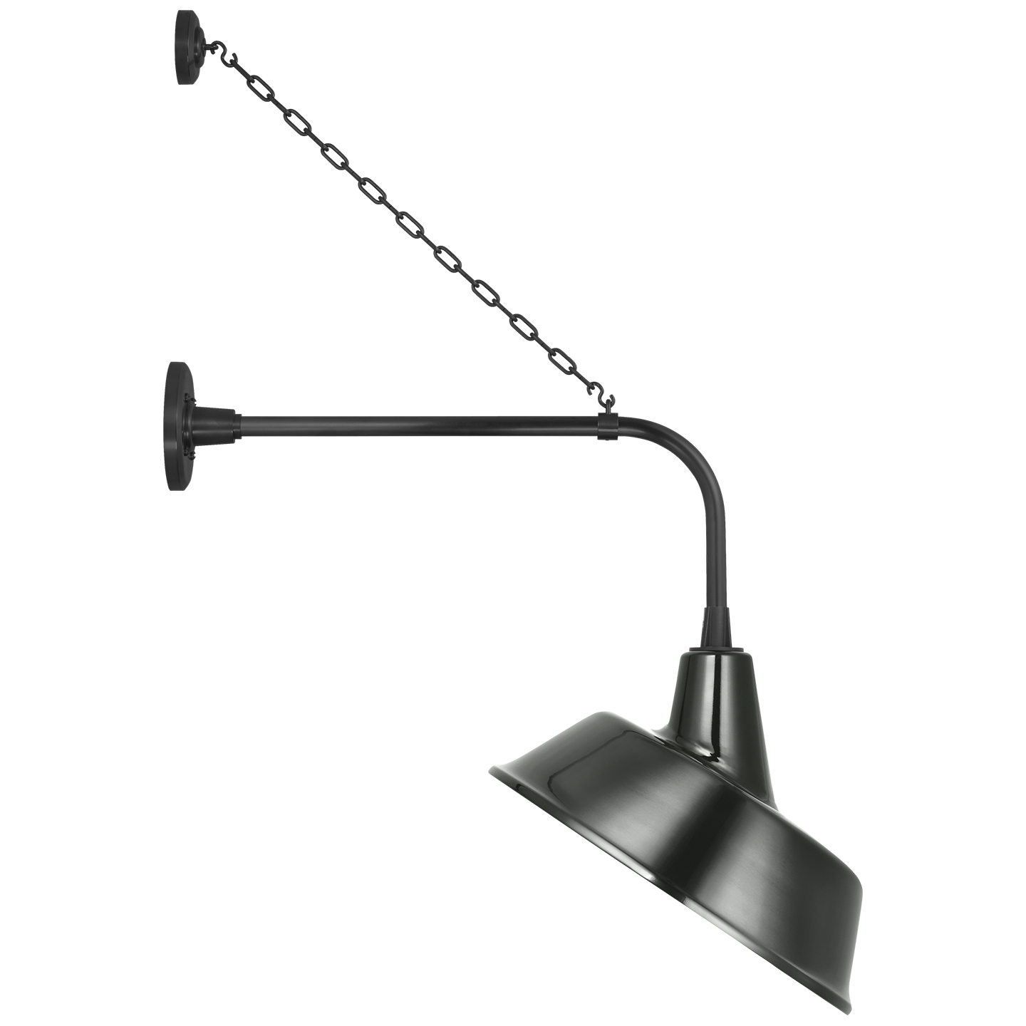 Academy 20" Anchored Rex Barn Light | Matte Black | 16 | 16" Green Tilted Bowers Shade