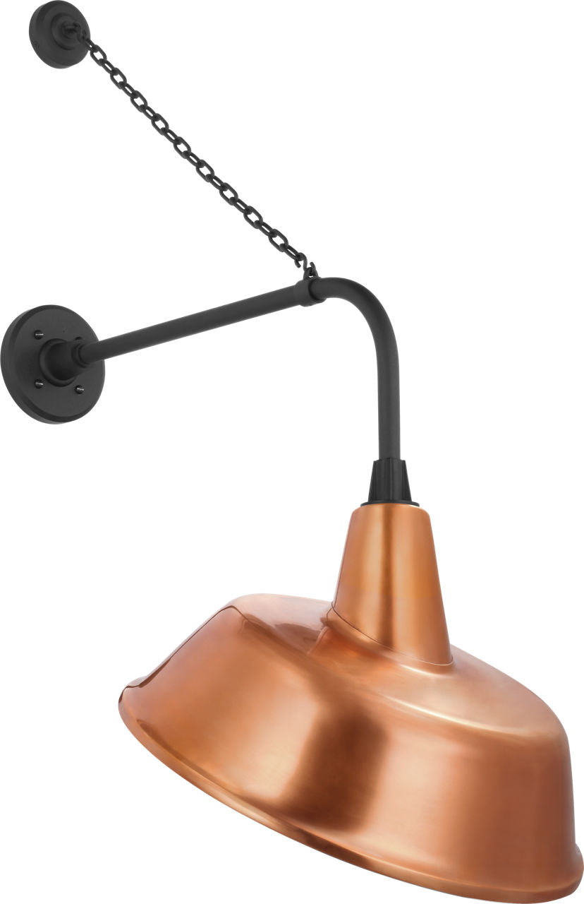 Academy 20" Anchored Rex Barn Light | Matte Black | 16 | 16" Soft Copper Tilted Bowers Shade