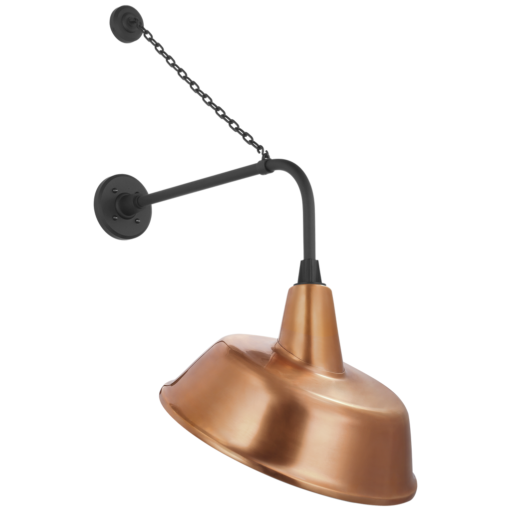 Academy 20" Anchored Rex Barn Light | Matte Black | 16 | 16" Soft Copper Tilted Bowers Shade