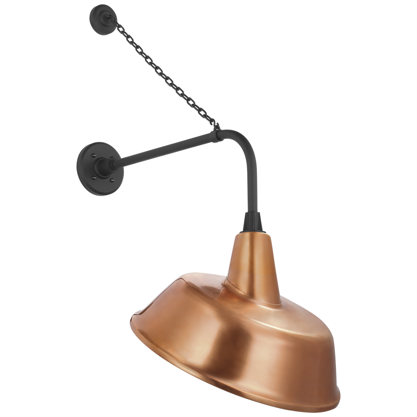 Academy 20" Anchored Rex Barn Light | Matte Black | 16 | 16" Soft Copper Tilted Bowers Shade