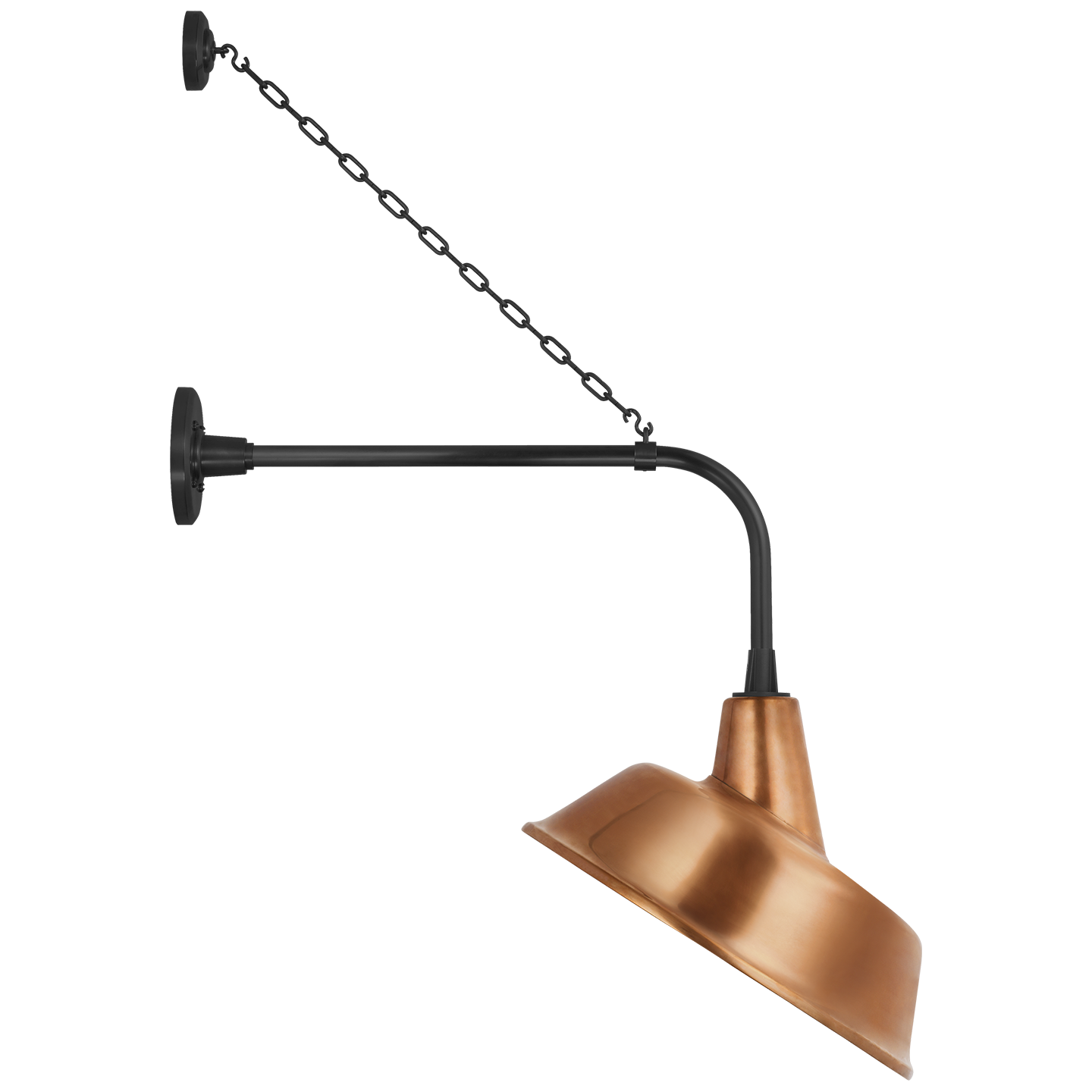 Academy 20" Anchored Rex Barn Light | Matte Black | 16 | 16" Soft Copper Tilted Bowers Shade