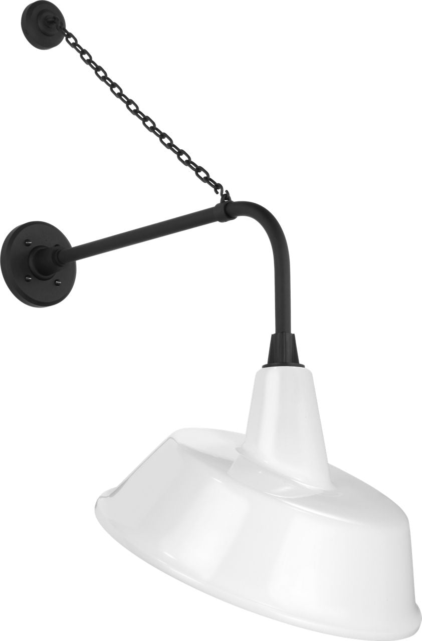 Academy 20" Anchored Rex Barn Light | Matte Black | 16 | 16" White Tilted Bowers Shade