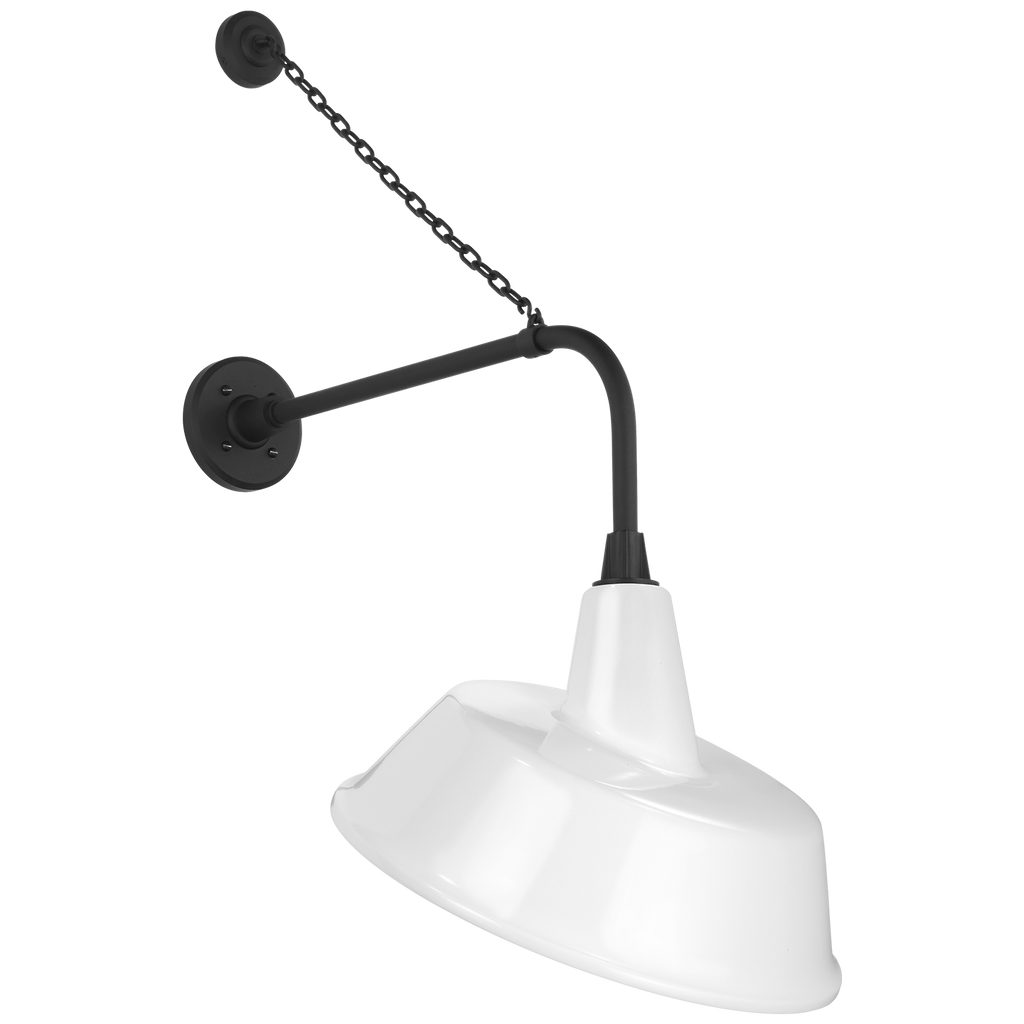Academy 20" Anchored Rex Barn Light | Matte Black | 16 | 16" White Tilted Bowers Shade