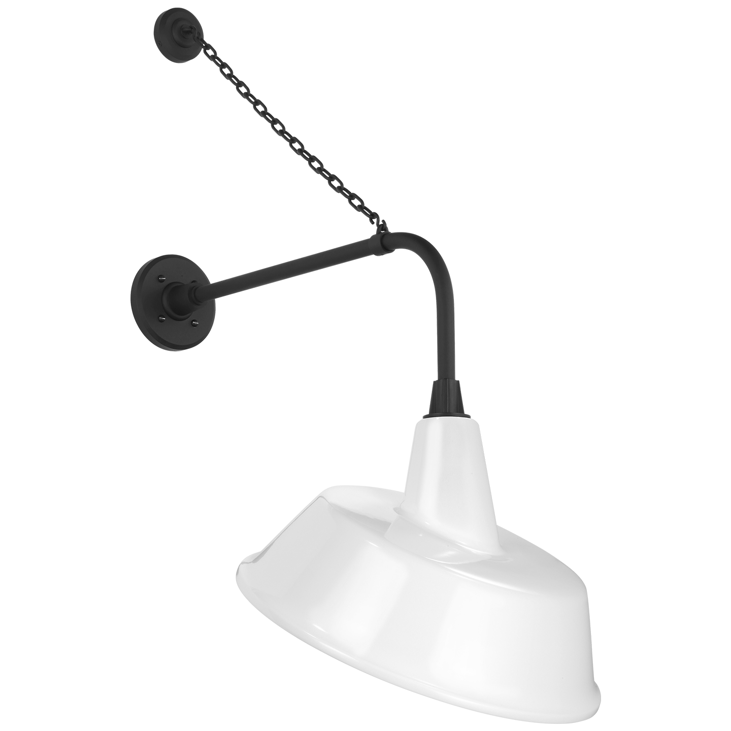 Academy 20" Anchored Rex Barn Light | Matte Black | 16 | 16" White Tilted Bowers Shade