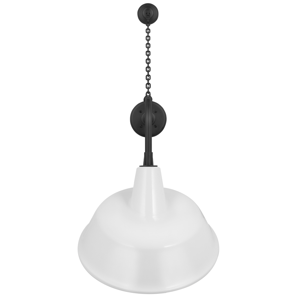 Academy 20" Anchored Rex Barn Light | Matte Black | 16 | 16" White Tilted Bowers Shade