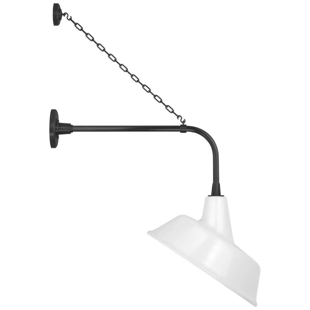 Academy 20" Anchored Rex Barn Light | Matte Black | 16 | 16" White Tilted Bowers Shade