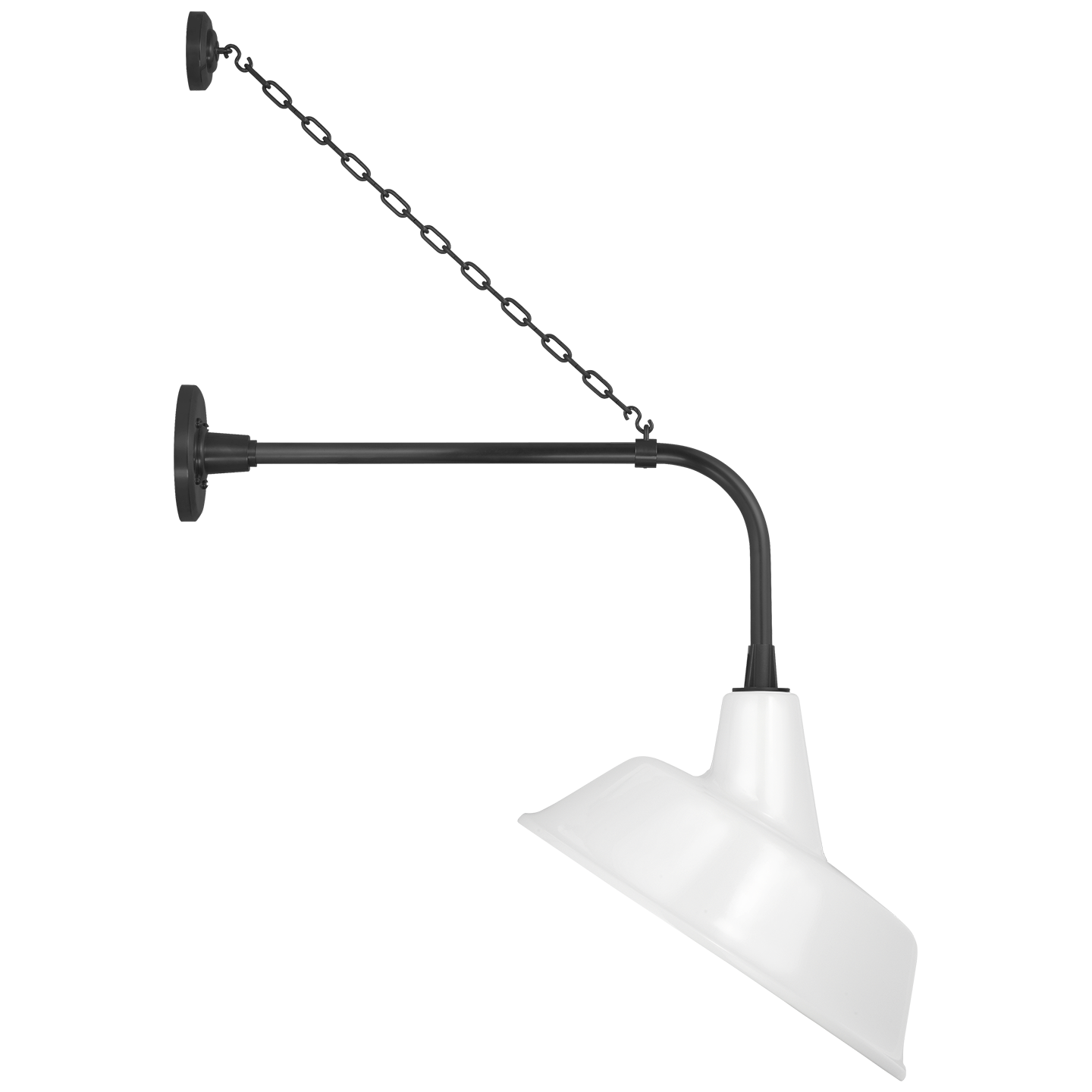 Academy 20" Anchored Rex Barn Light | Matte Black | 16 | 16" White Tilted Bowers Shade