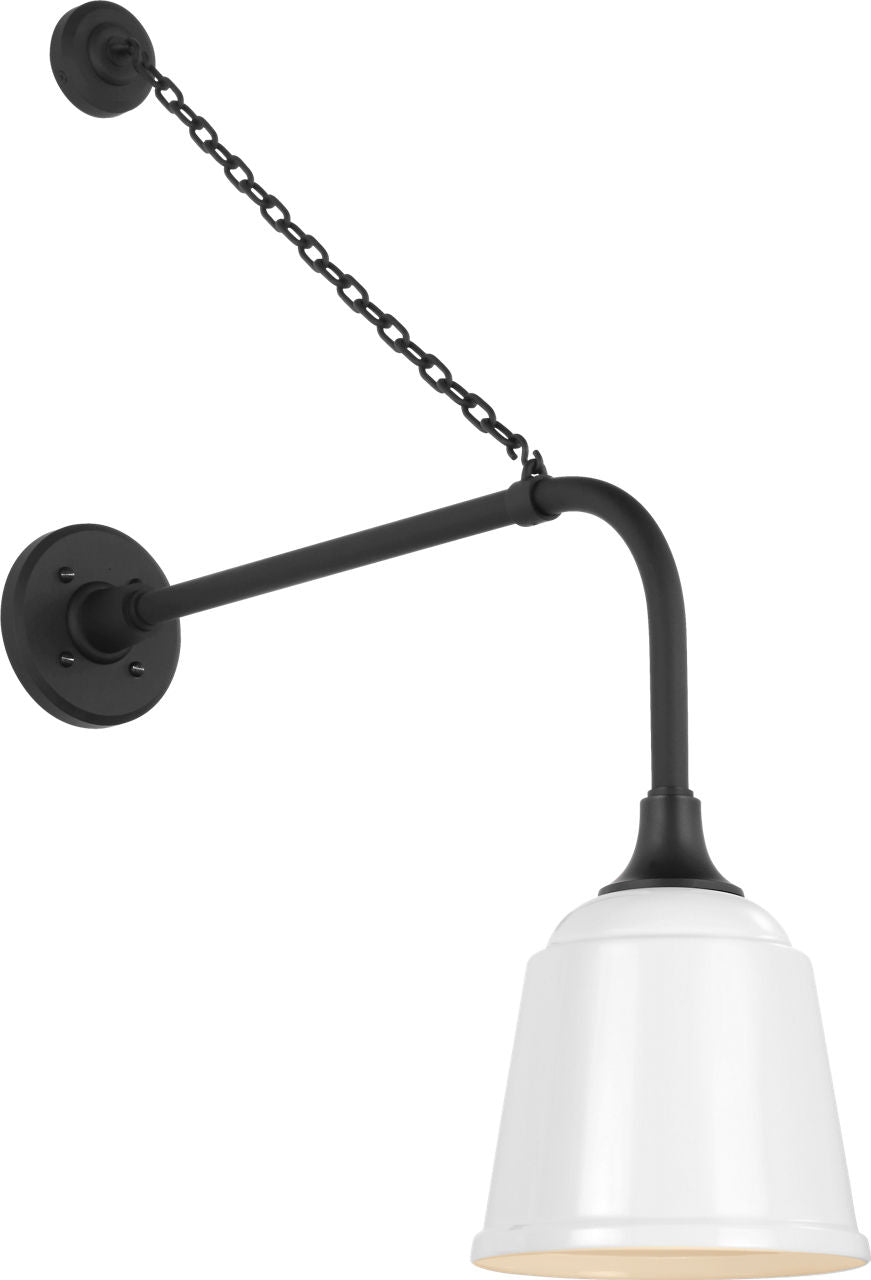 Academy 20" Anchored Rex Barn Light | Matte Black | 8 | 8" White Rockhouse Shade