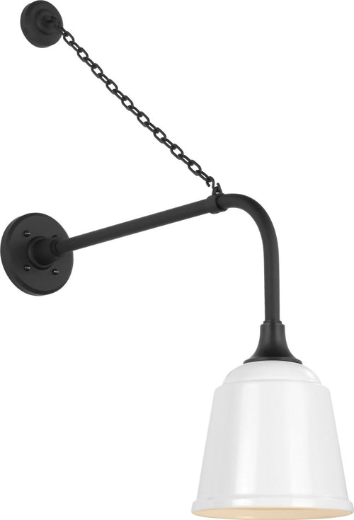 Academy 20" Anchored Rex Barn Light | Matte Black | 8 | 8" White Rockhouse Shade