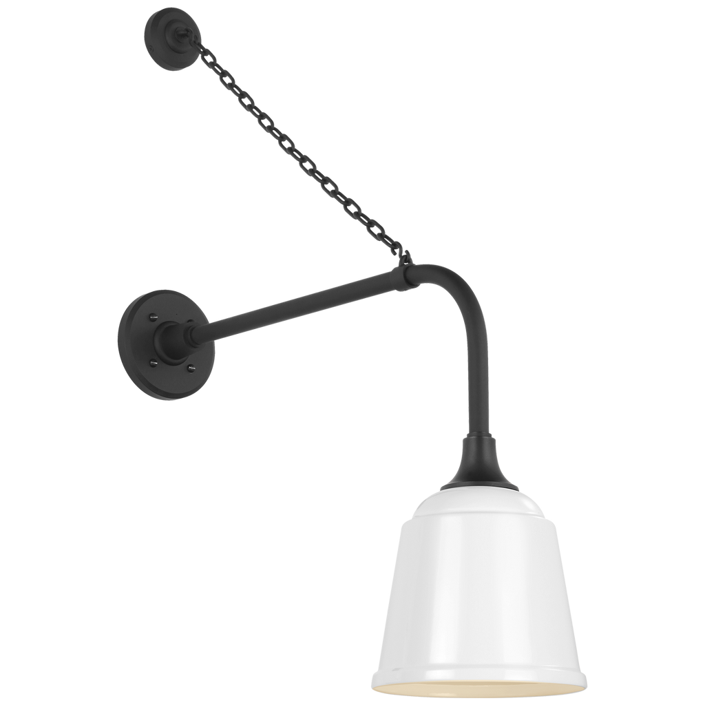Academy 20" Anchored Rex Barn Light | Matte Black | 8 | 8" White Rockhouse Shade