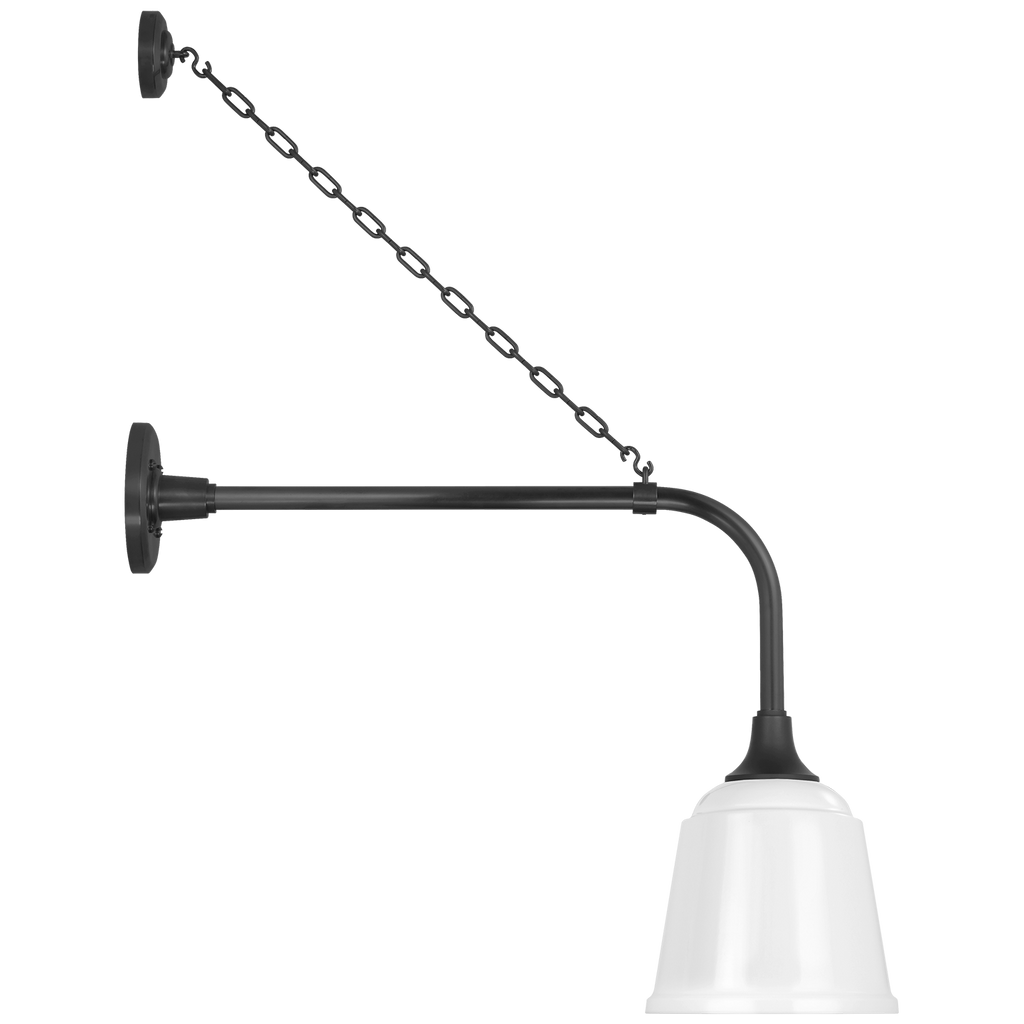 Academy 20" Anchored Rex Barn Light | Matte Black | 8 | 8" White Rockhouse Shade