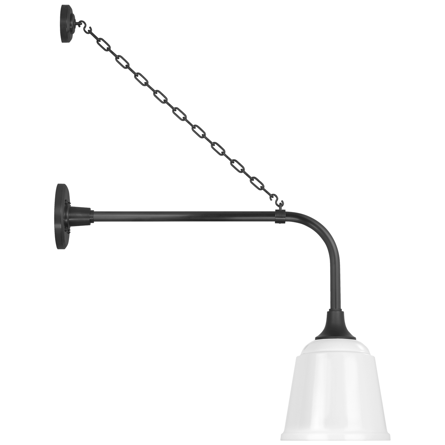 Academy 20" Anchored Rex Barn Light | Matte Black | 8 | 8" White Rockhouse Shade
