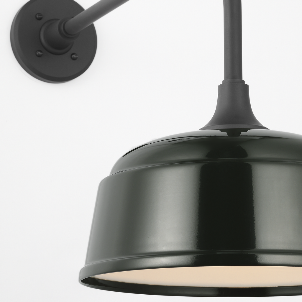 Academy 20" Anchored Rex Barn Light | Matte Black | 12.5 | 12.5" Green Rockhouse Shade