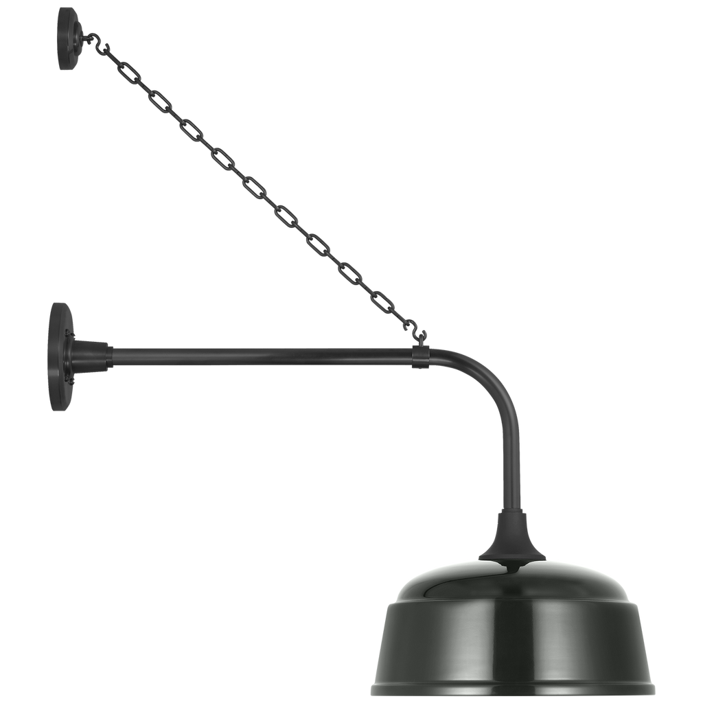 Academy 20" Anchored Rex Barn Light | Matte Black | 12.5 | 12.5" Green Rockhouse Shade