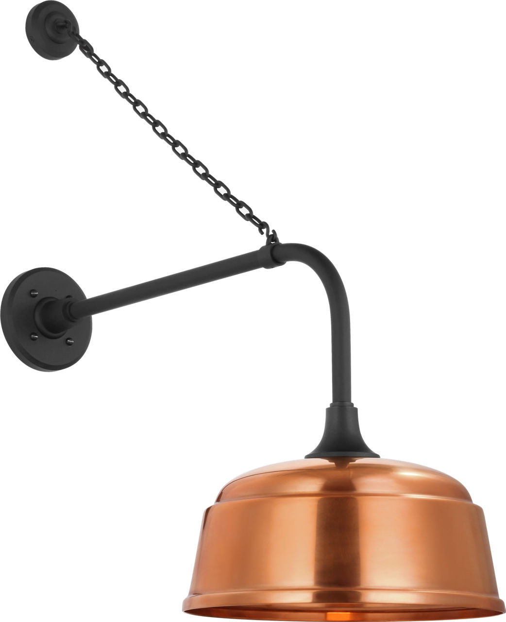 Academy 20" Anchored Rex Barn Light | Matte Black | 12.5 | 12.5" Soft Copper Rockhouse Shade