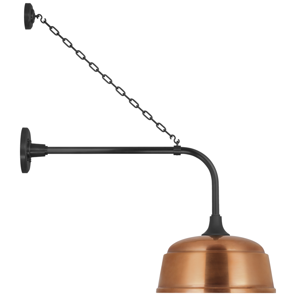 Academy 20" Anchored Rex Barn Light | Matte Black | 12.5 | 12.5" Soft Copper Rockhouse Shade