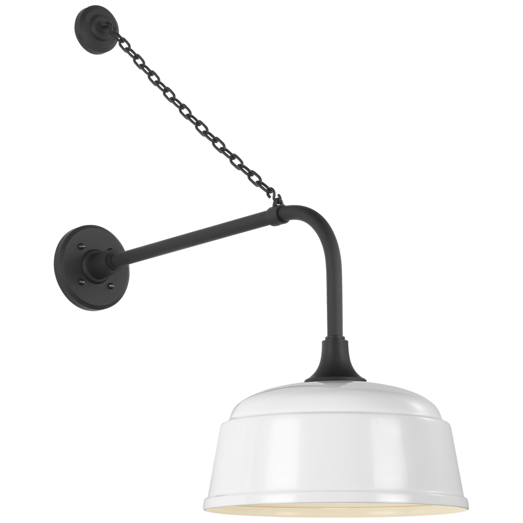 Academy 20" Anchored Rex Barn Light | Matte Black | 12.5 | 12.5" White Rockhouse Shade