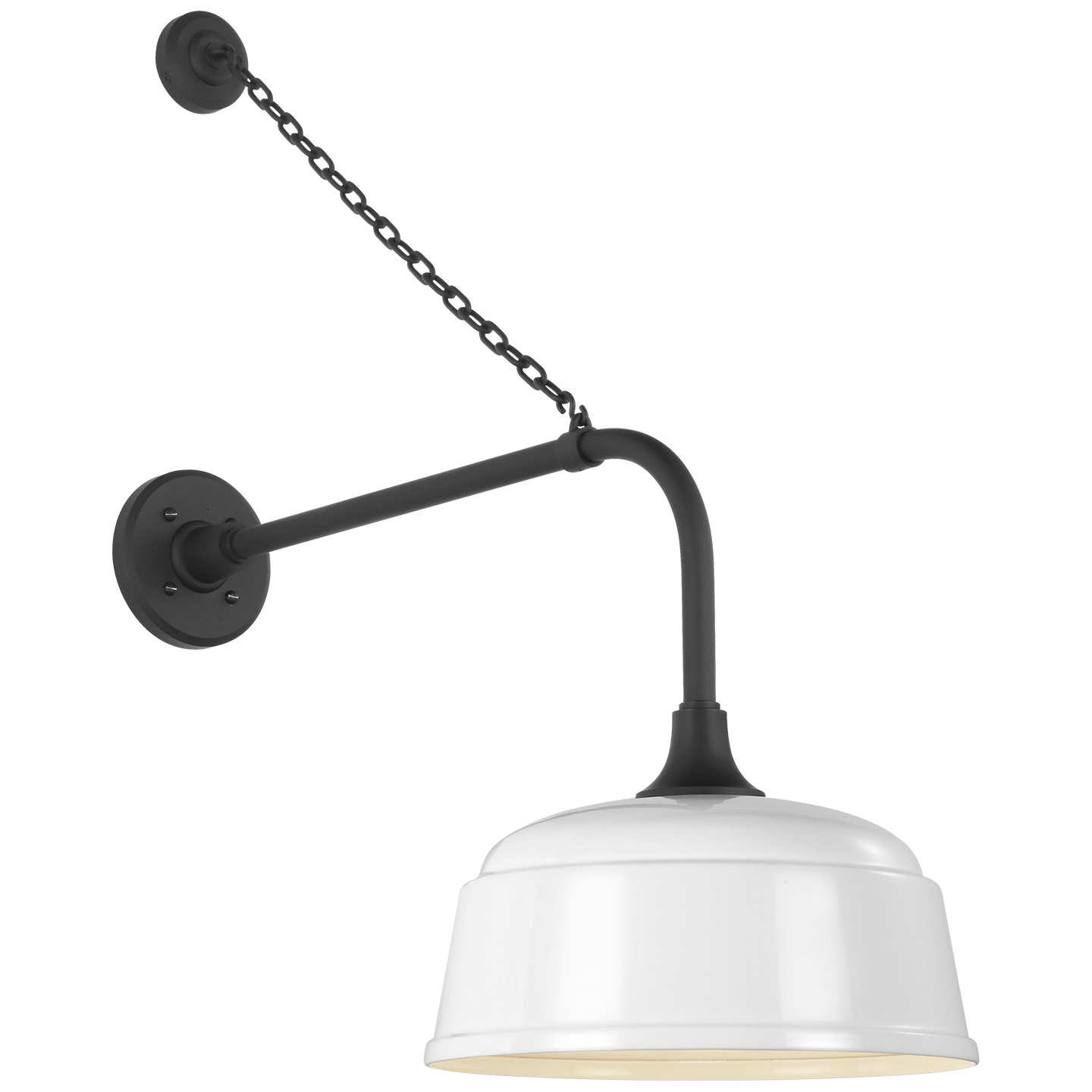 Academy 20" Anchored Rex Barn Light | Matte Black | 12.5 | 12.5" White Rockhouse Shade