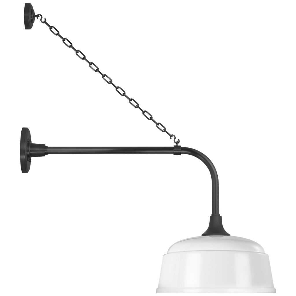 Academy 20" Anchored Rex Barn Light | Matte Black | 12.5 | 12.5" White Rockhouse Shade