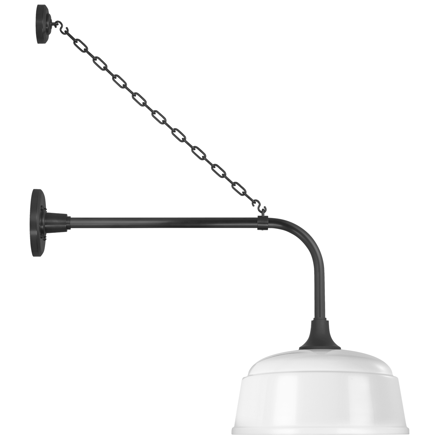 Academy 20" Anchored Rex Barn Light | Matte Black | 12.5 | 12.5" White Rockhouse Shade