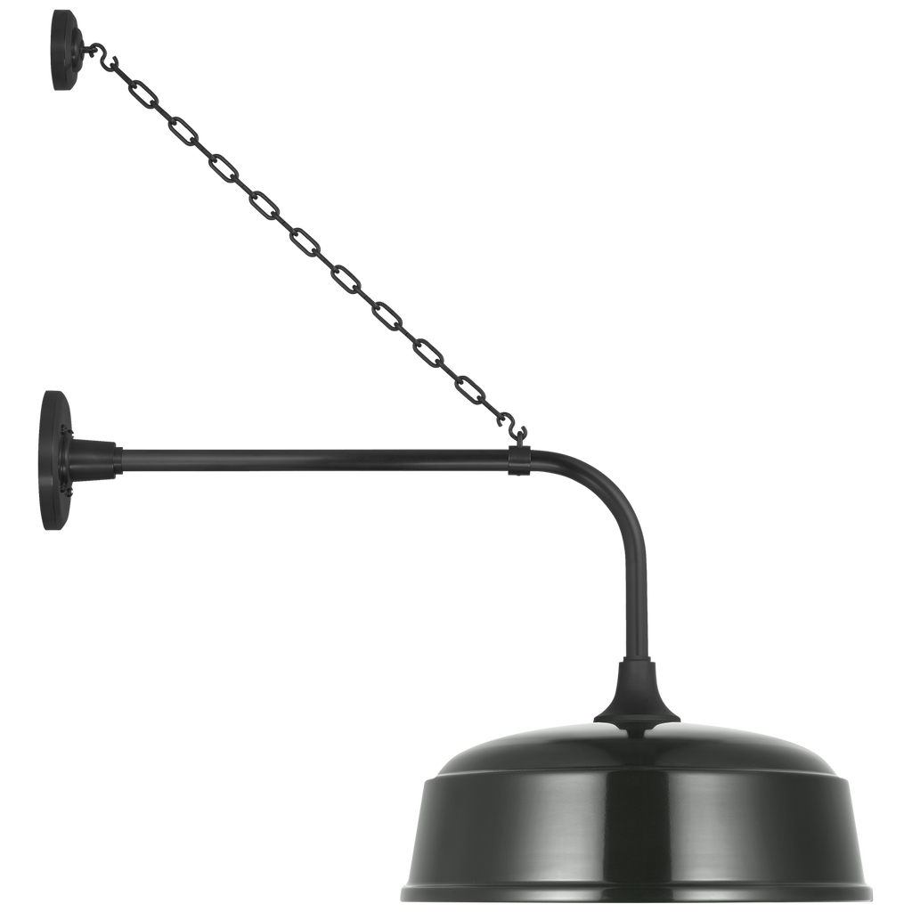 Academy 20" Anchored Rex Barn Light | Matte Black | 16 | 16" Green Rockhouse Shade
