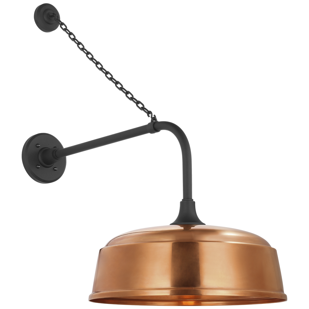 Academy 20" Anchored Rex Barn Light | Matte Black | 16 | 16" Soft Copper Rockhouse Shade