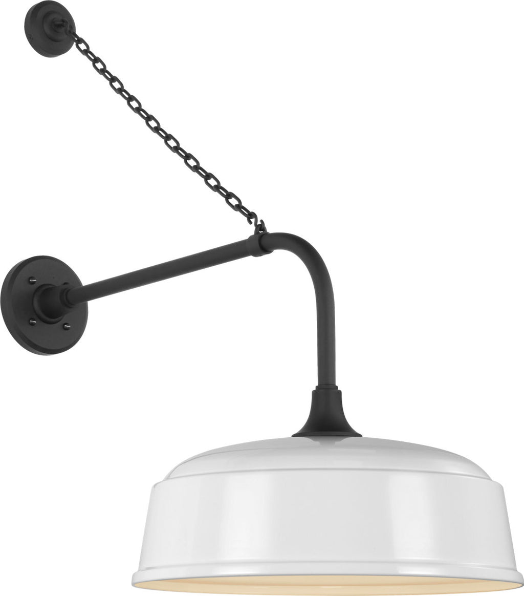 Academy 20" Anchored Rex Barn Light | Matte Black | 16 | 16" White Rockhouse Shade