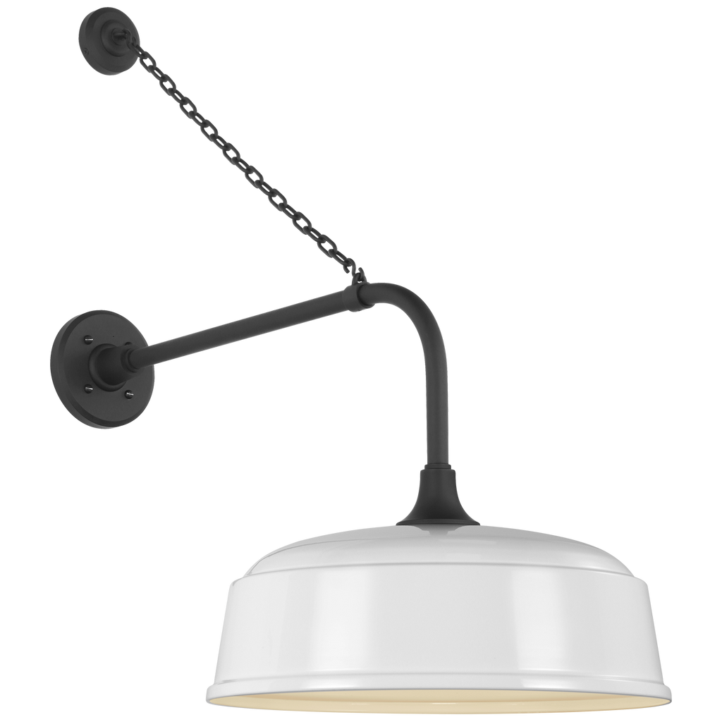 Academy 20" Anchored Rex Barn Light | Matte Black | 16 | 16" White Rockhouse Shade