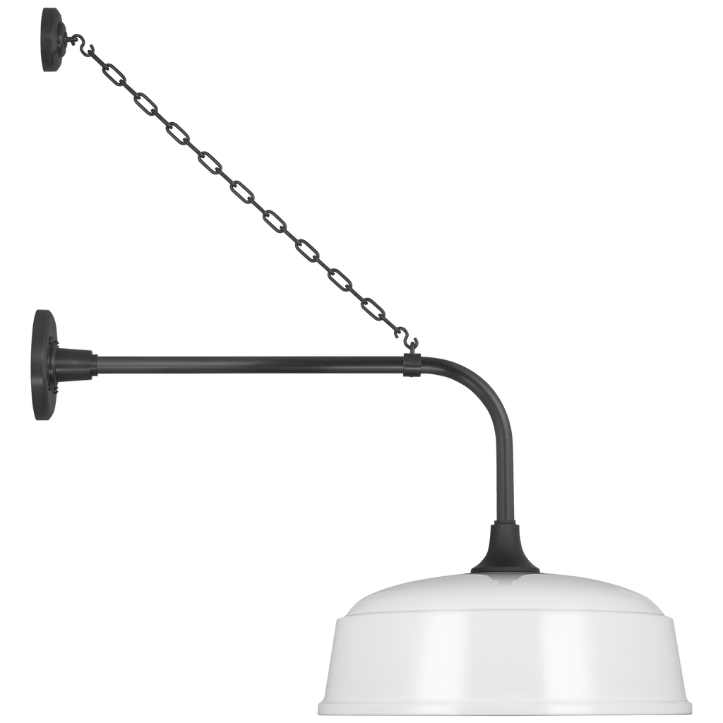 Academy 20" Anchored Rex Barn Light | Matte Black | 16 | 16" White Rockhouse Shade