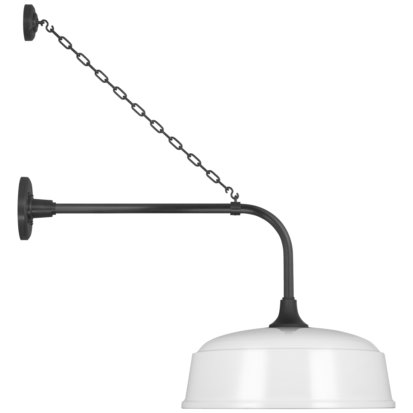 Academy 20" Anchored Rex Barn Light | Matte Black | 16 | 16" White Rockhouse Shade