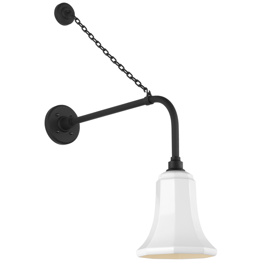 Academy 20" Anchored Rex Barn Light | Matte Black | 7.5 | 7.5" White Savannah Shade