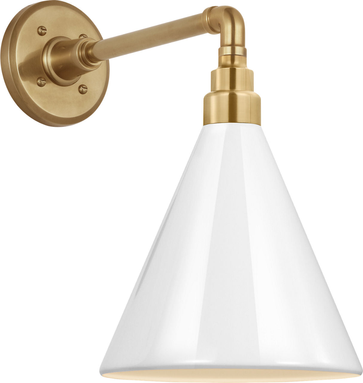 Academy 11" Mack Barn Light | Hand-Rubbed Antique Brass | 9 | 9" White Conical Savannah Shade