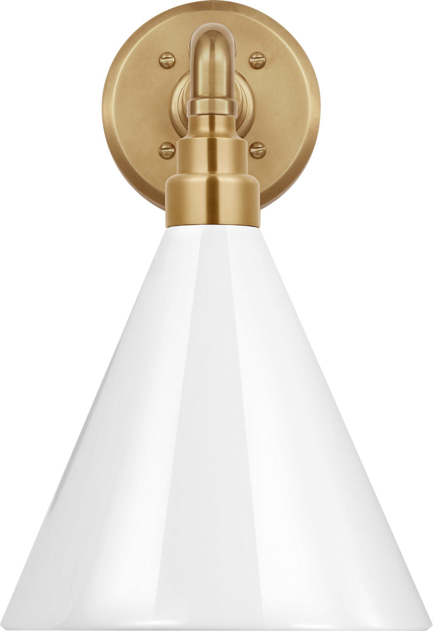 Academy 11" Mack Barn Light | Hand-Rubbed Antique Brass | 9 | 9" White Conical Savannah Shade