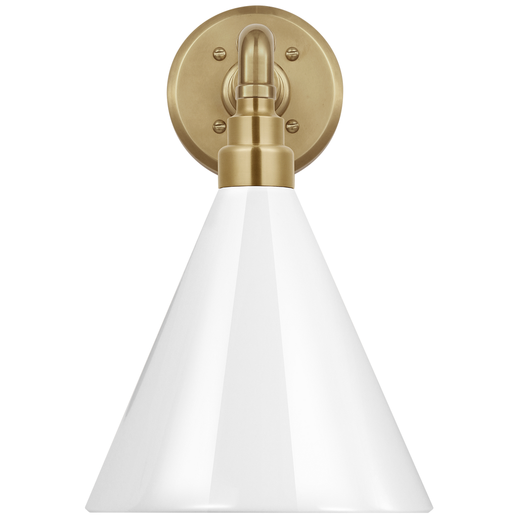 Academy 11" Mack Barn Light | Hand-Rubbed Antique Brass | 9 | 9" White Conical Savannah Shade