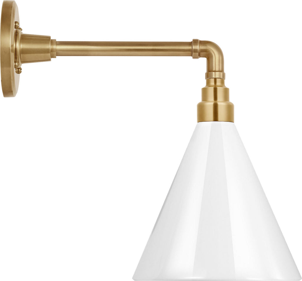 Academy 11" Mack Barn Light | Hand-Rubbed Antique Brass | 9 | 9" White Conical Savannah Shade