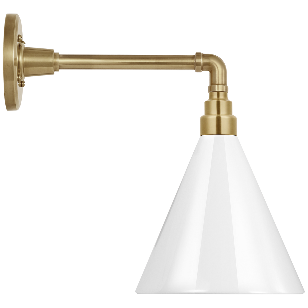 Academy 11" Mack Barn Light | Hand-Rubbed Antique Brass | 9 | 9" White Conical Savannah Shade