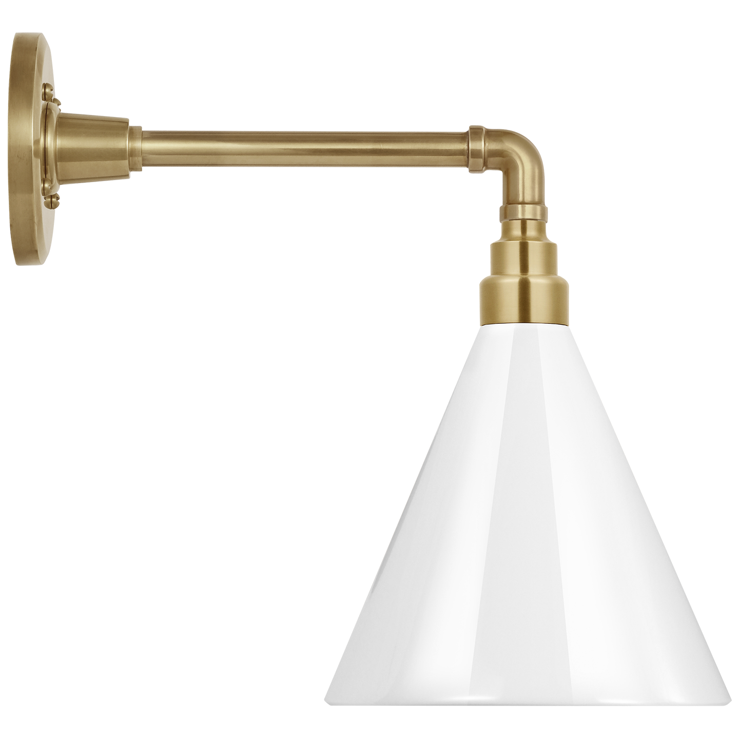 Academy 11" Mack Barn Light | Hand-Rubbed Antique Brass | 9 | 9" White Conical Savannah Shade