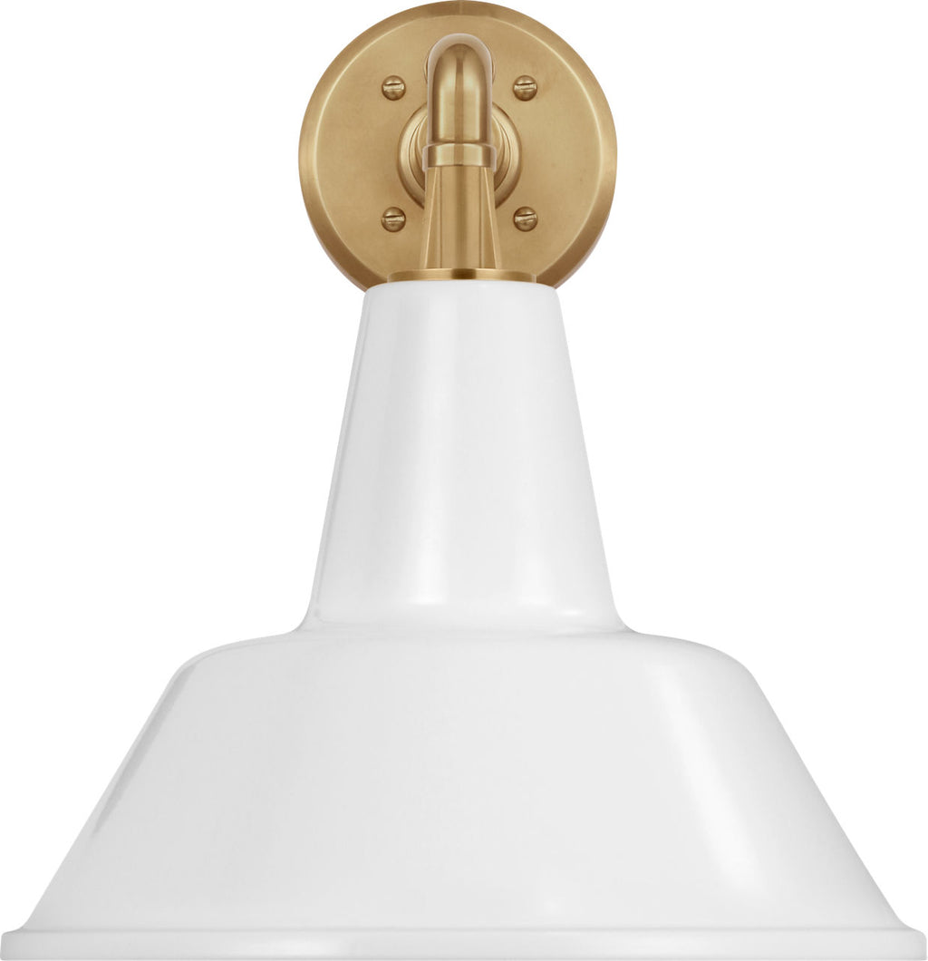 Academy 11" Mack Barn Light | Hand-Rubbed Antique Brass | 12.5 | 12.5" White Bowers Shade