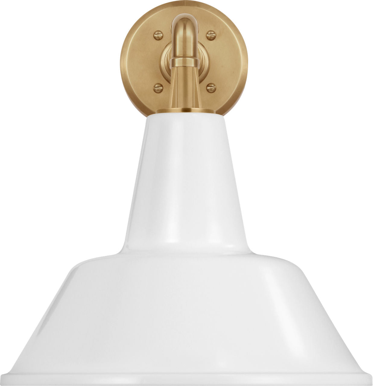 Academy 11" Mack Barn Light | Hand-Rubbed Antique Brass | 12.5 | 12.5" White Bowers Shade