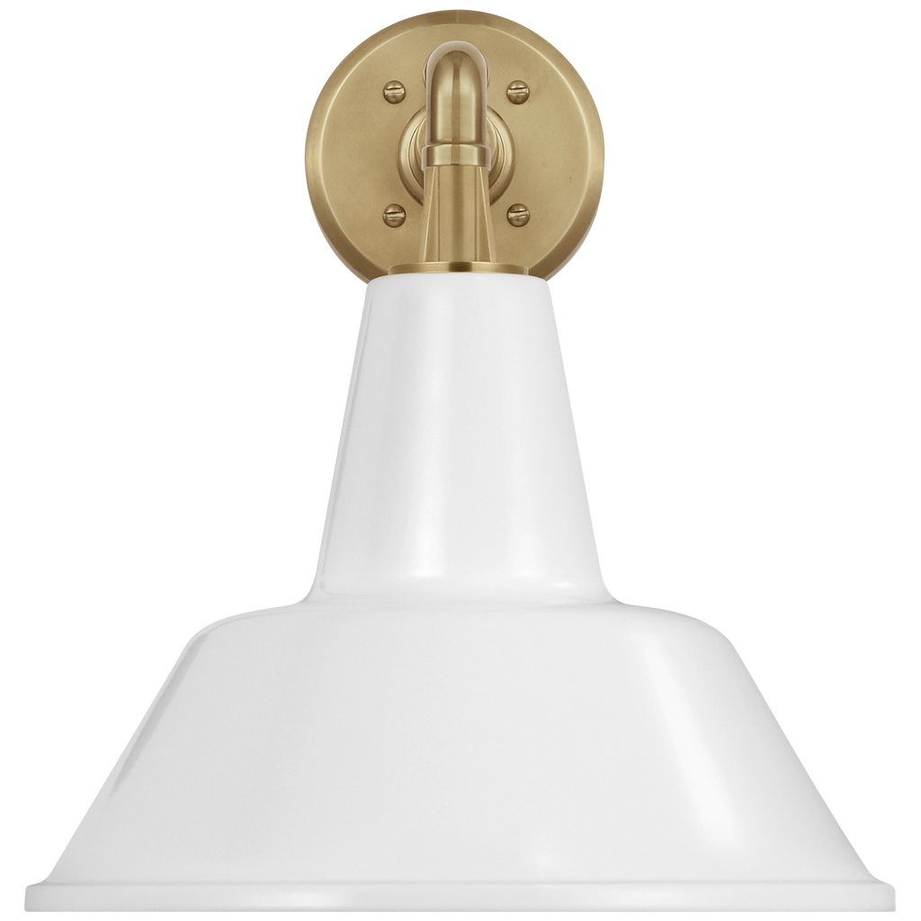 Academy 11" Mack Barn Light | Hand-Rubbed Antique Brass | 12.5 | 12.5" White Bowers Shade