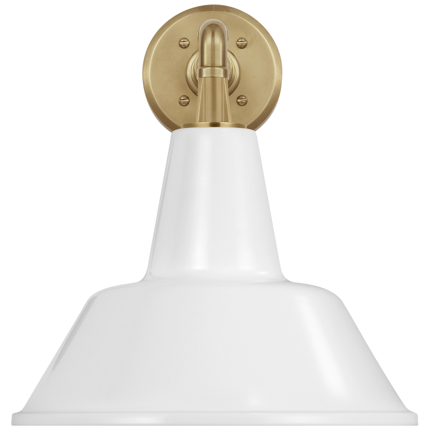 Academy 11" Mack Barn Light | Hand-Rubbed Antique Brass | 12.5 | 12.5" White Bowers Shade