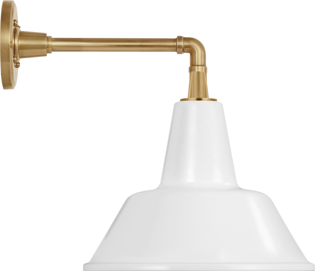 Academy 11" Mack Barn Light | Hand-Rubbed Antique Brass | 12.5 | 12.5" White Bowers Shade
