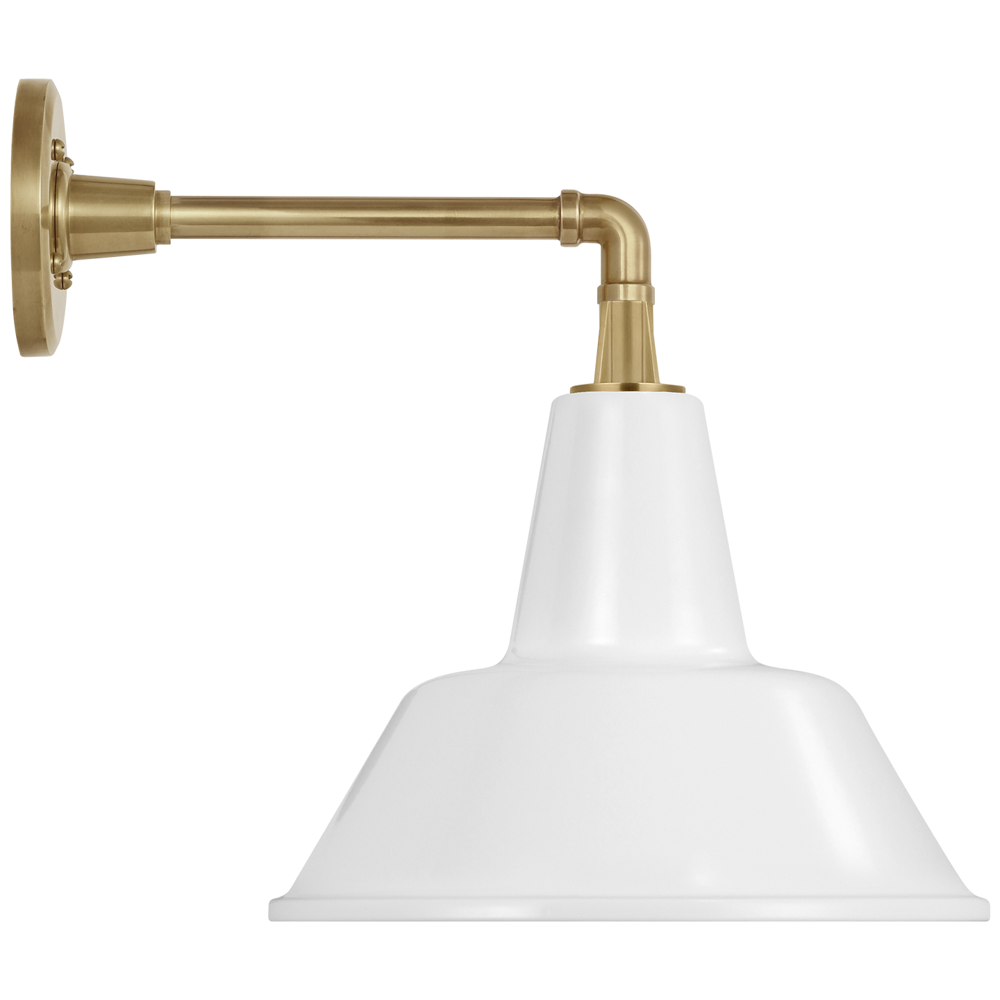 Academy 11" Mack Barn Light | Hand-Rubbed Antique Brass | 12.5 | 12.5" White Bowers Shade