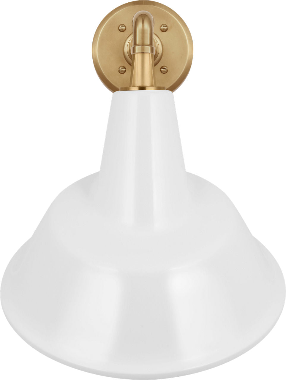 Academy 11" Mack Barn Light | Hand-Rubbed Antique Brass | 12.5 | 12.5" White Tilted Tilted Bowers Shade
